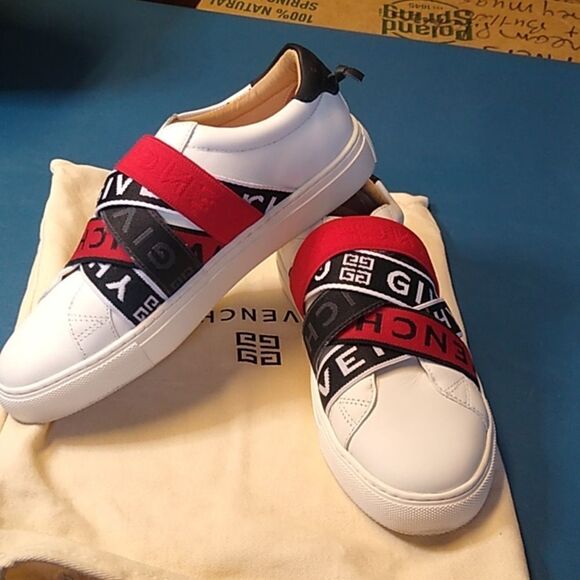 Givenchy Size 38 Slide on White and Red Sneakers with Bag - Picture 3 of 9